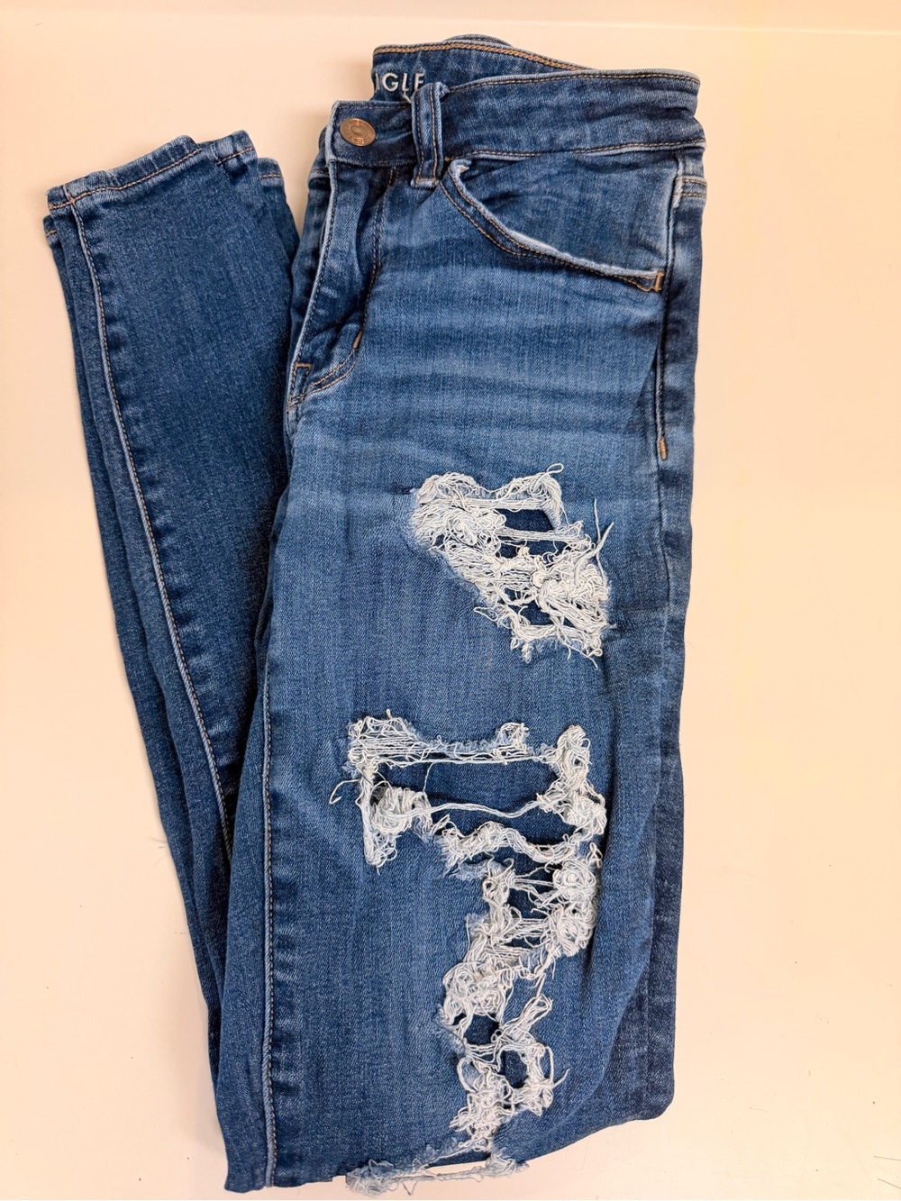 American Eagle Outfitters Ripped Dark Blue Skinny Jeans